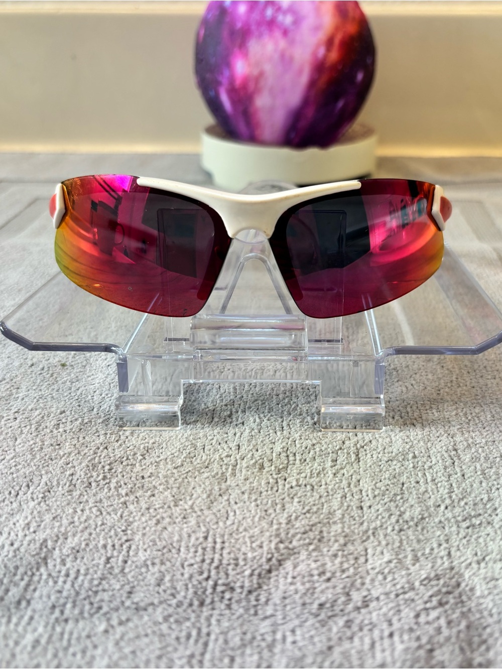 Rawlings White Frame Sunglasses with Pink-Red Mirrored Lenses